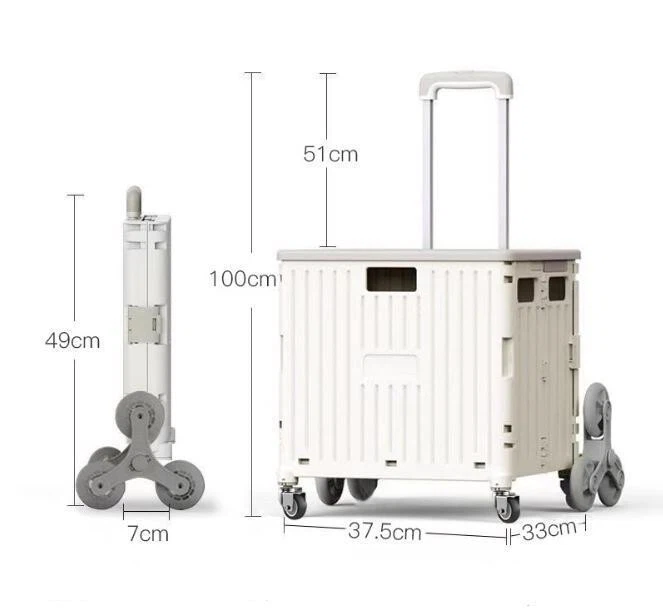 folding trolley beige 8 wheels 45L